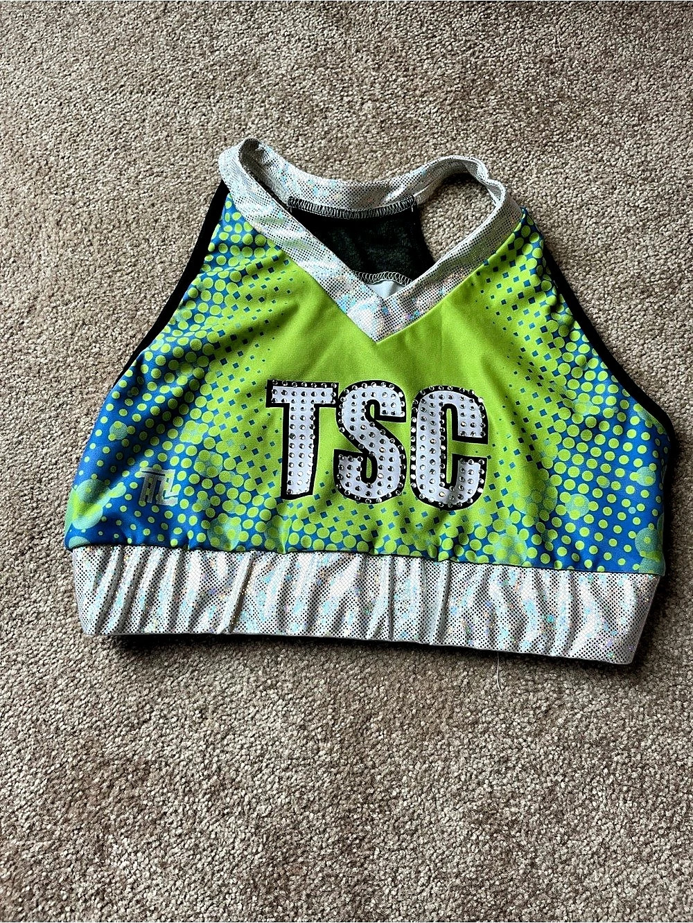 TSC Athletic Sports Bra Green Blue Adult Large Teamleader  Brand